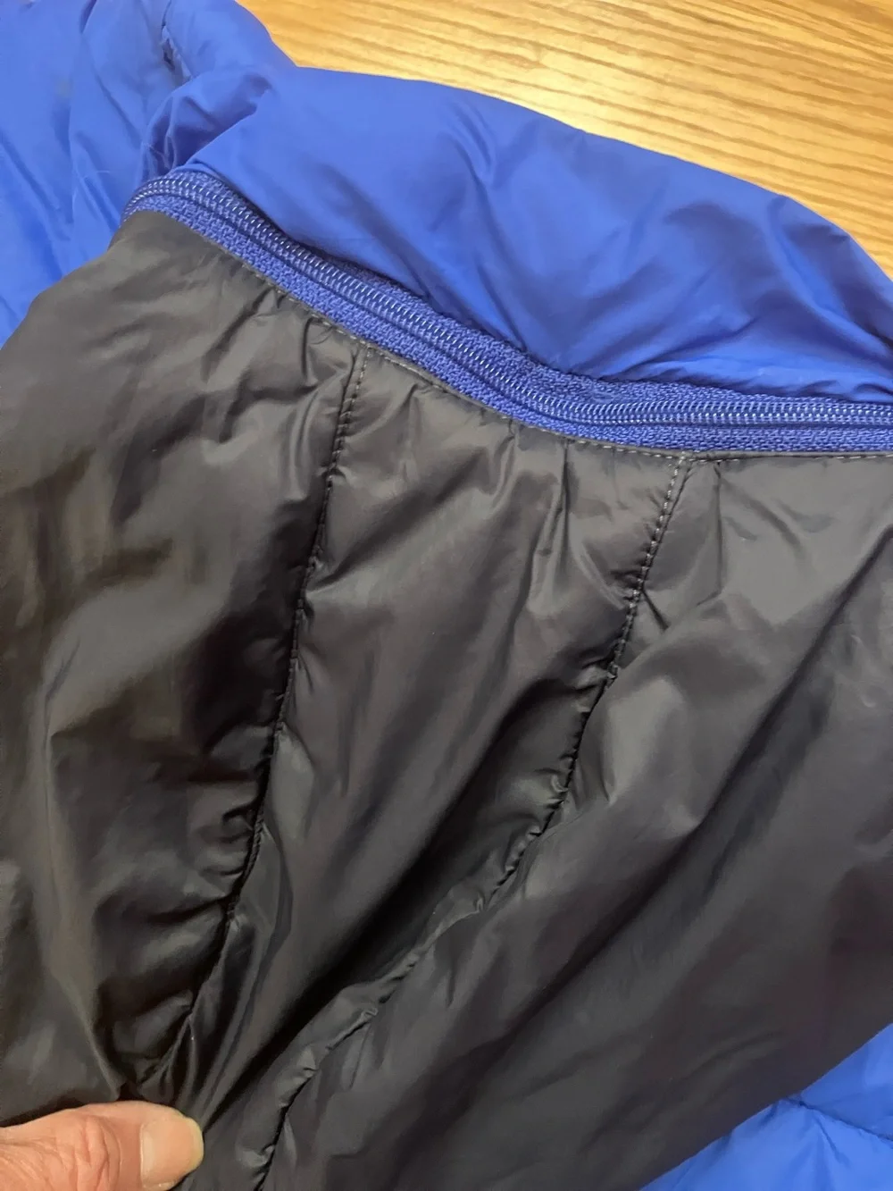 Mayoral Royal Blue Hooded Puffer Jacket with Black Hood